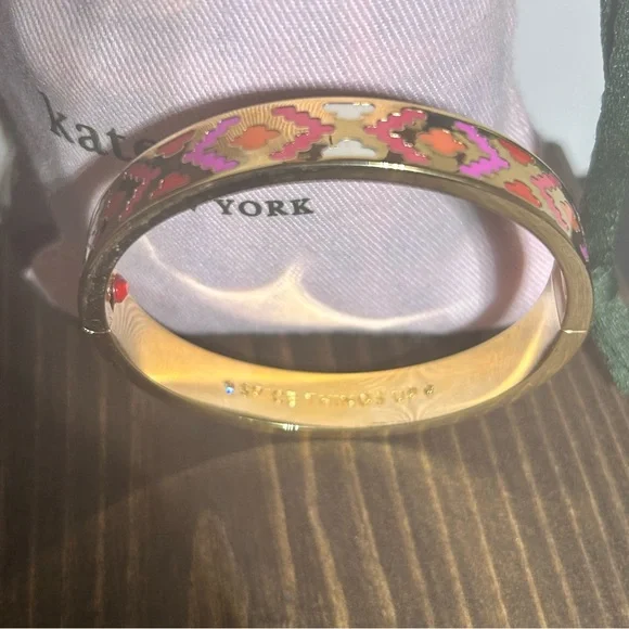 Kate Spade “Spice Things Up” Gold Bracelet with Pink & Green Duster Bag - Picture 5 of 7